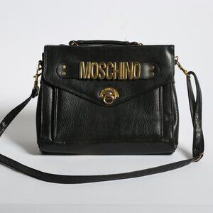 Moschino black leather crossbody bag medium size